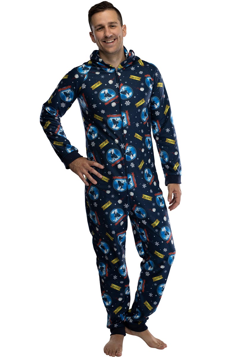 INTIMO Polar Express Adult Believe Hooded One-Piece Footless Sleeper Union Suit For Men and Women (L/XL) - Image 5